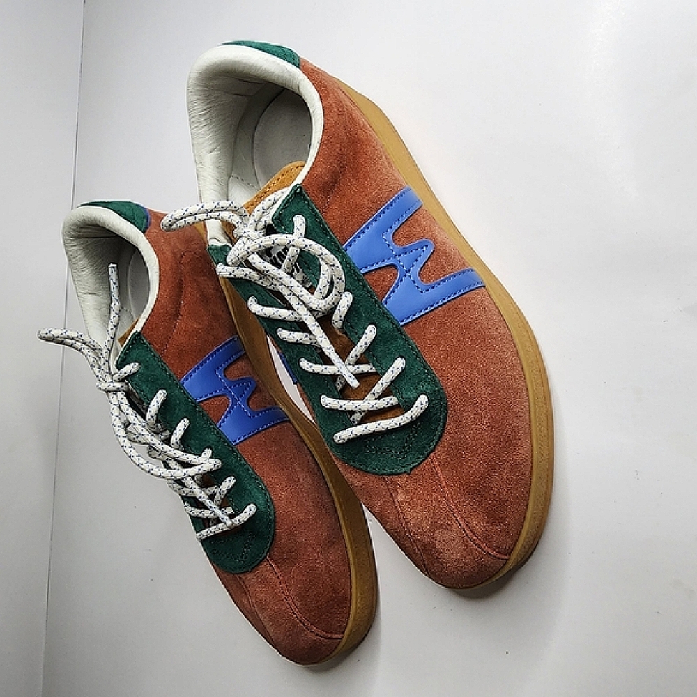 Stylish Men's Suede Harhu Sneakers  Brown and Green